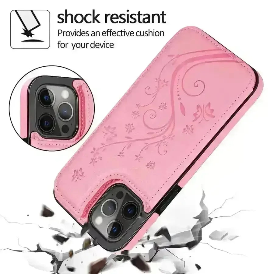 Butterfly Magnetic Flip Leather Phone Case (For iPhones) - Bear Hugs