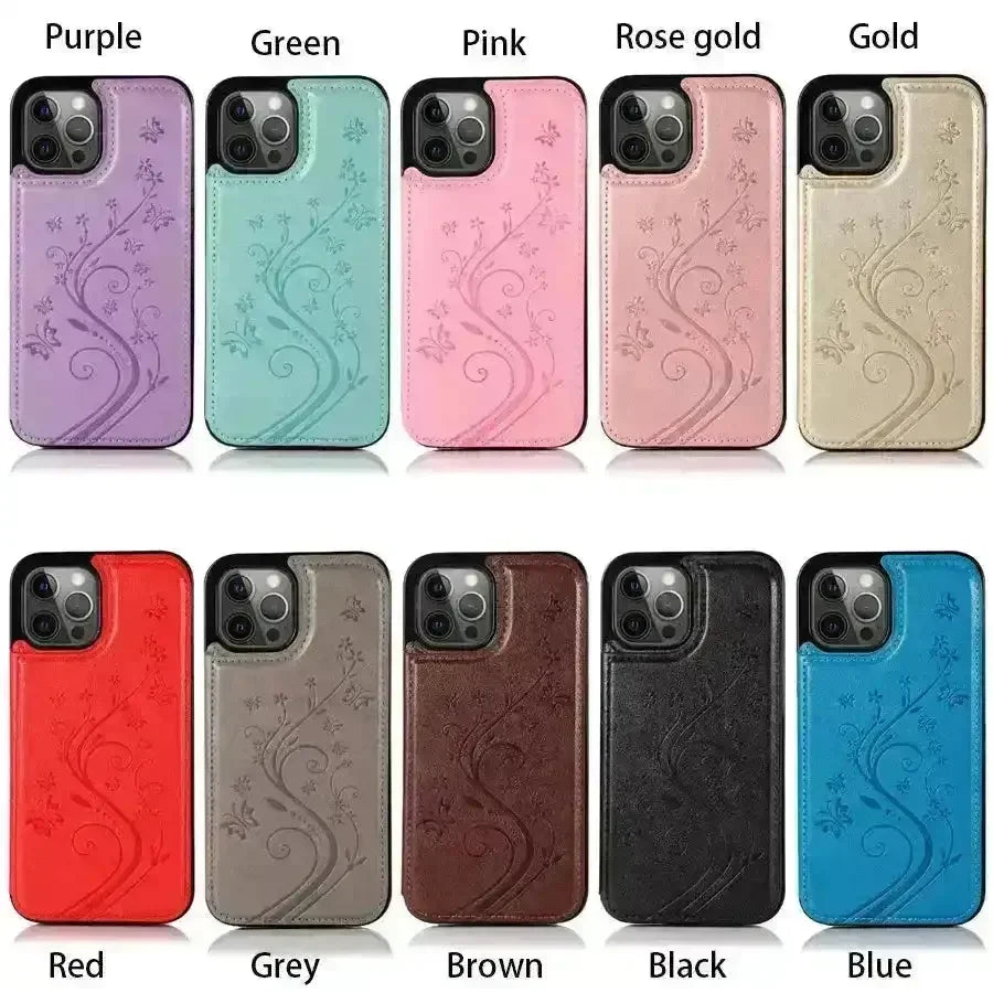 Butterfly Magnetic Flip Leather Phone Case (For iPhones) - Bear Hugs