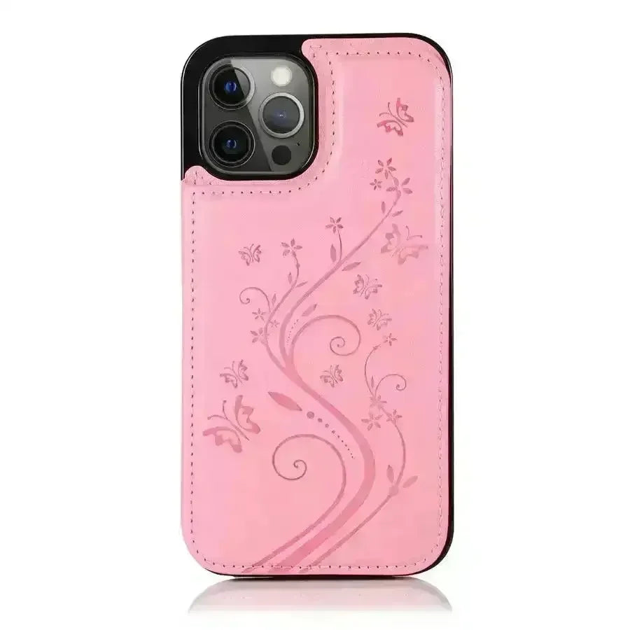 Butterfly Magnetic Flip Leather Phone Case (For iPhones) - Bear Hugs