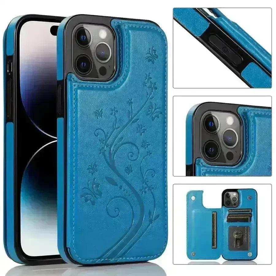 Butterfly Magnetic Flip Leather Phone Case (For iPhones) - Bear Hugs