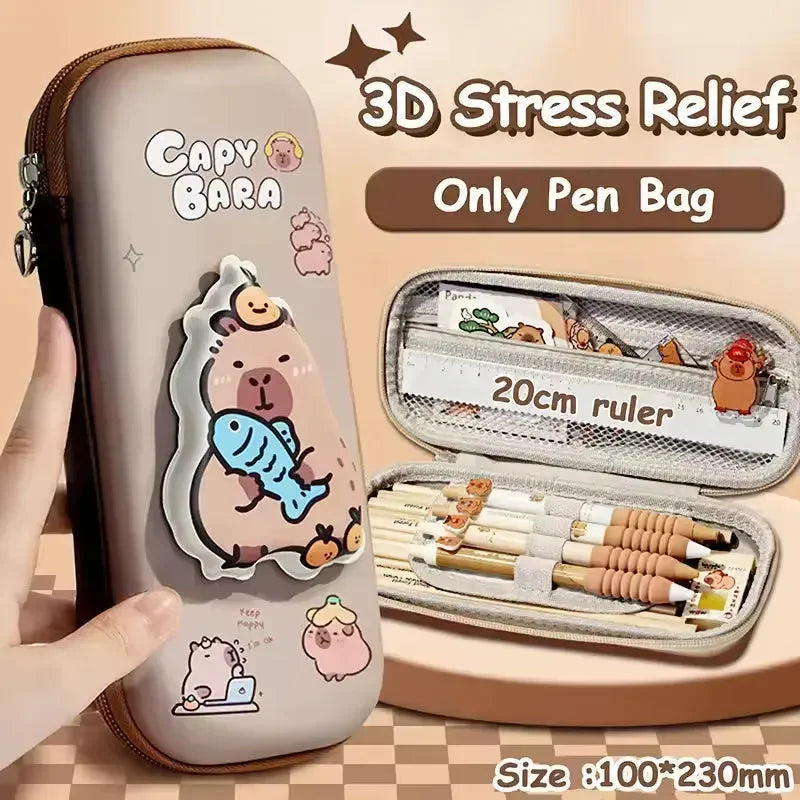 Capy-tivating 3D Stress Relief Pencil Pouch - Bear Hugs