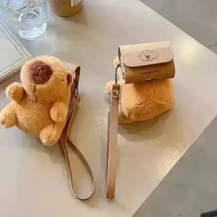 Capybara Plush Pouch AirPods Case - Bear Hugs