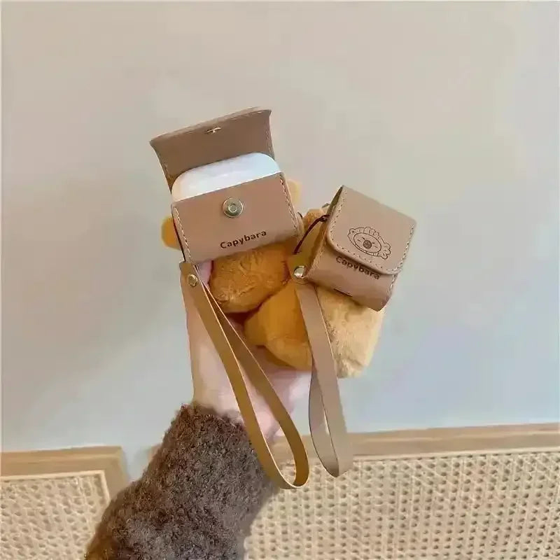 Capybara Plush Pouch AirPods Case - Bear Hugs