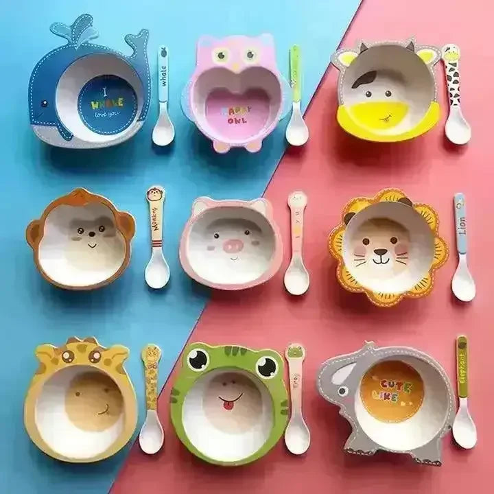 Cartoon Bamboo Fiber Food Dinnerware (Set of 2) - Bear Hugs