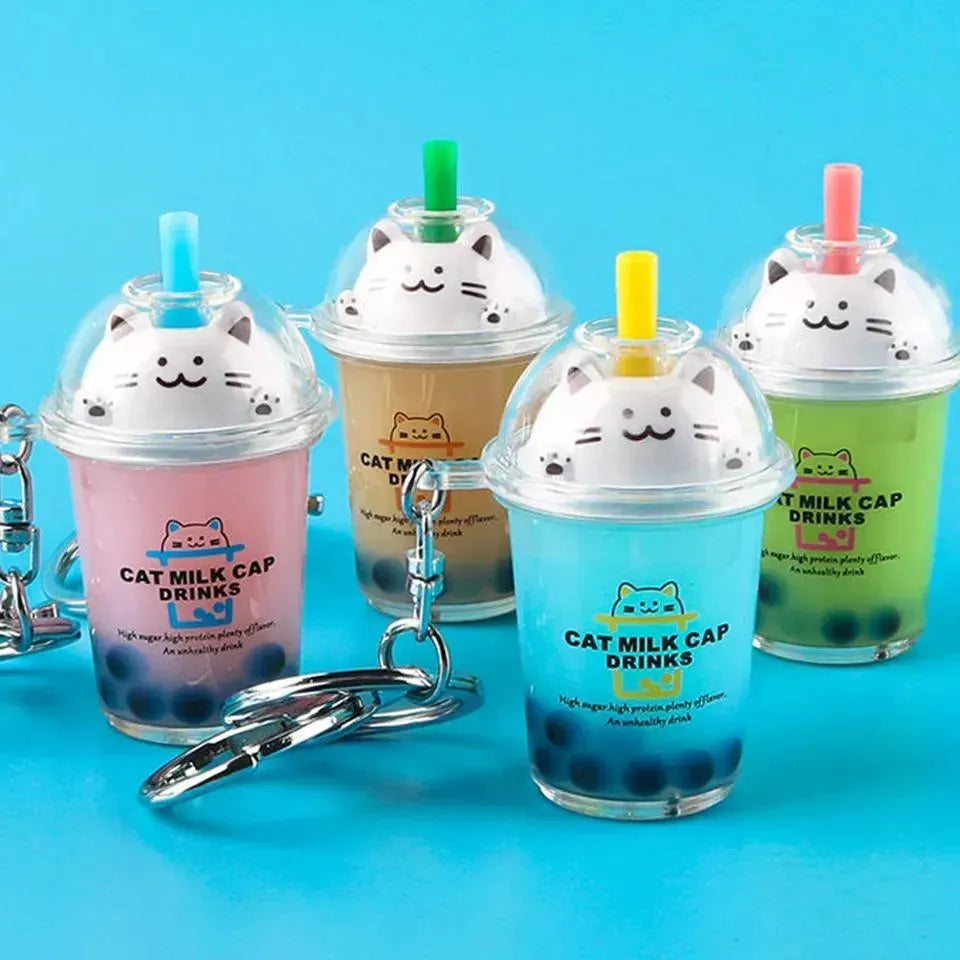 Cat Shaped Milk Boba Keychain - Bear Hugs