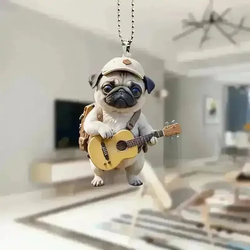 Charming Acrylic Pug Dog Keychain - Bear Hugs