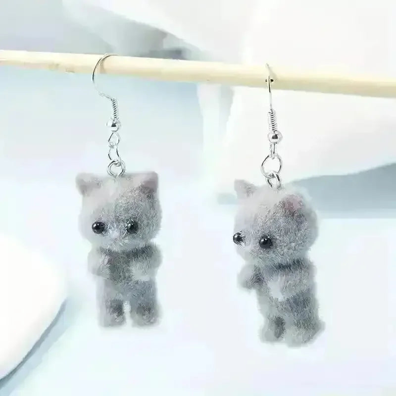 Charming Resin 3D Cat Earrings - Bear Hugs