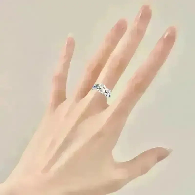 Colorful Paw Print Alloy Ring - Bear Hugs