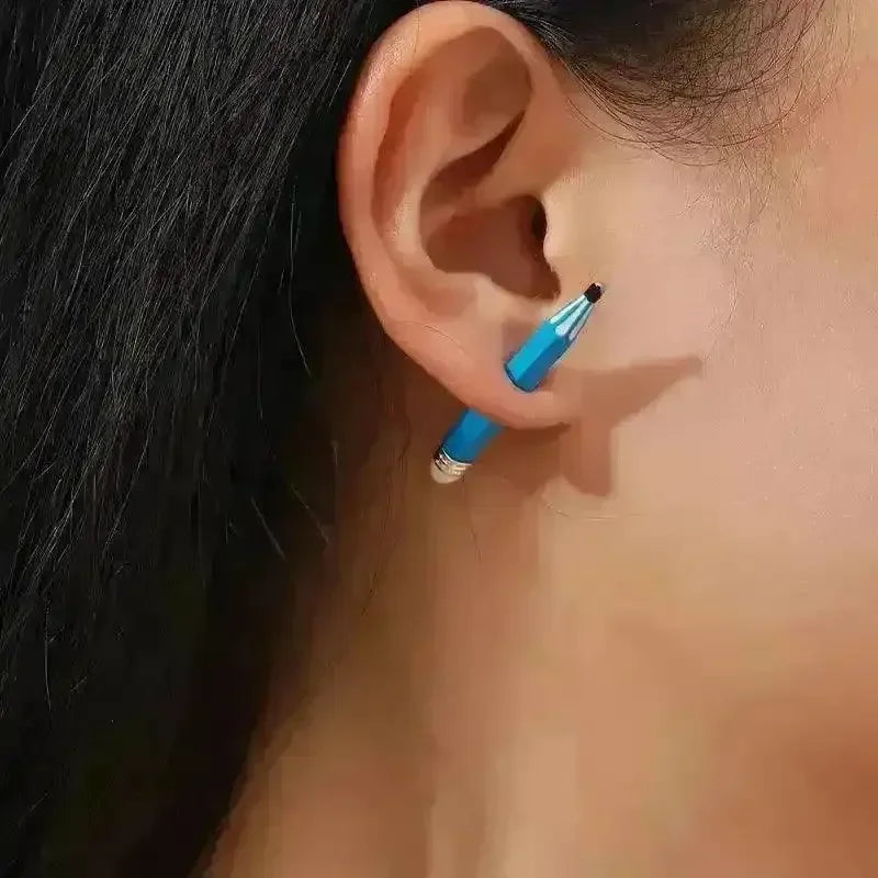 Creative Blue Pencil Design Stud Earrings - Bear Hugs