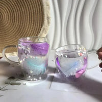 Creative Feather Embedded Glass Mugs - Bear Hugs