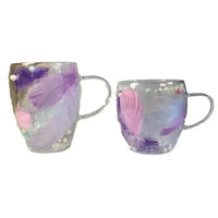 Creative Feather Embedded Glass Mugs - Bear Hugs