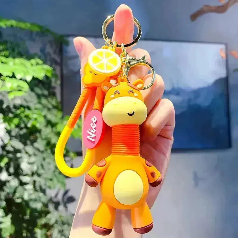 Creative Retractable Giraffe 3D Keychain - Bear Hugs