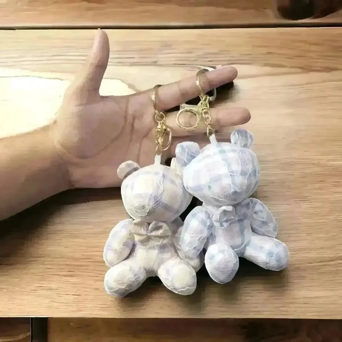 Crochet Teddy Bear Plush Keychain - Bear Hugs