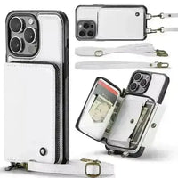 Crossbody Zipper Leather Phone Case (For iPhones) - Bear Hugs