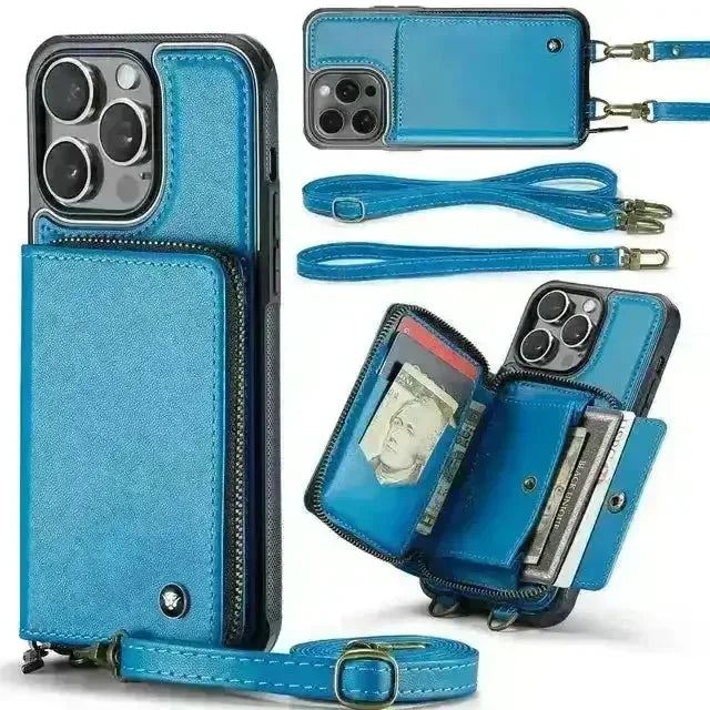 Crossbody Zipper Leather Phone Case (For iPhones) - Bear Hugs