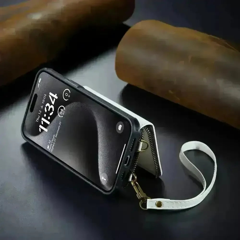 Crossbody Zipper Leather Phone Case (For iPhones) - Bear Hugs