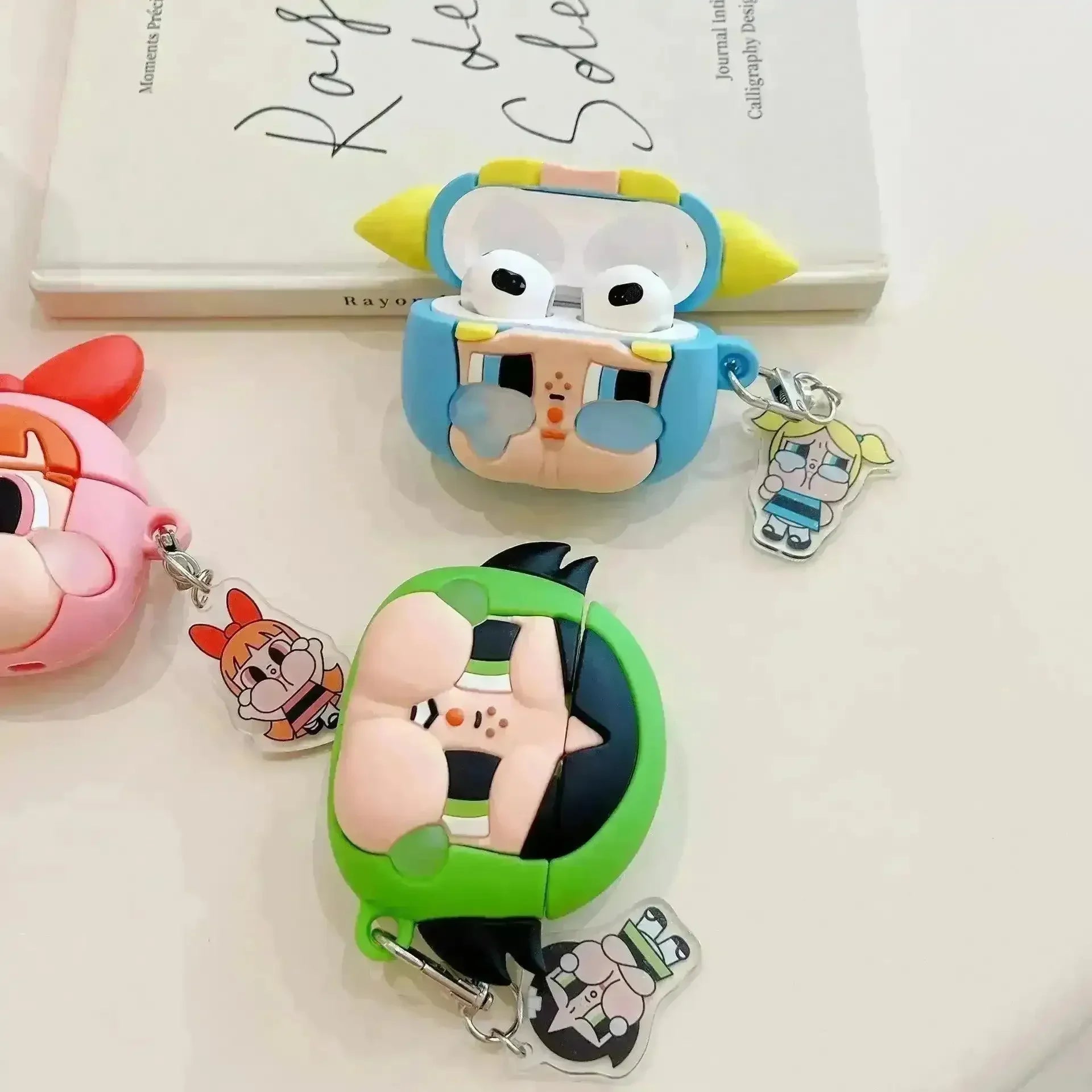 Crybaby Powerpuff Girls & Labubu AirPods Case - Bear Hugs