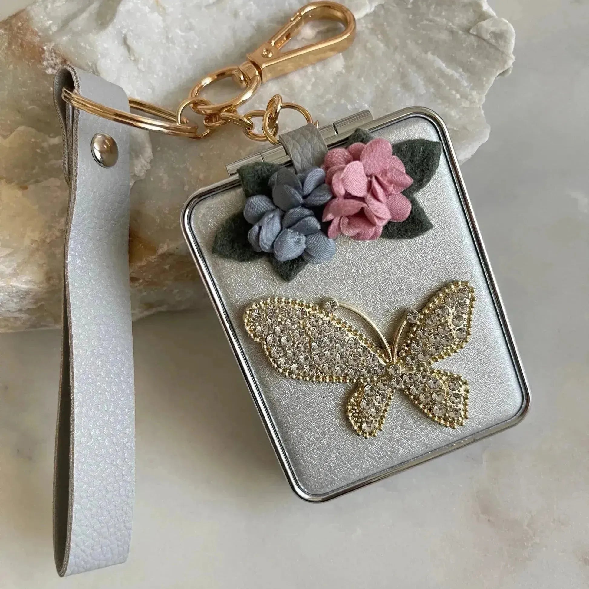 Crystal Butterfly Mirror Keychain - Bear Hugs