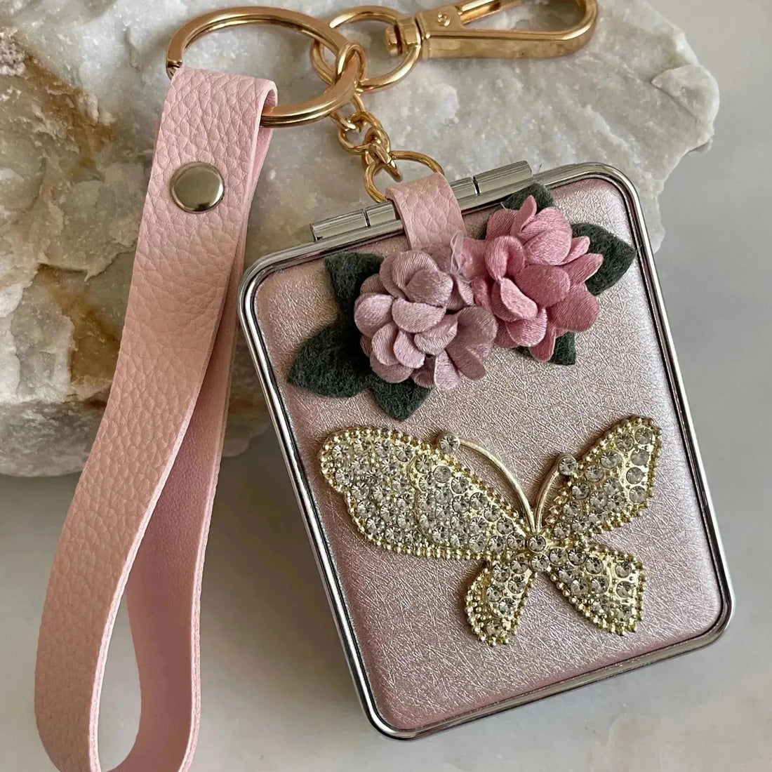 Crystal Butterfly Mirror Keychain - Bear Hugs