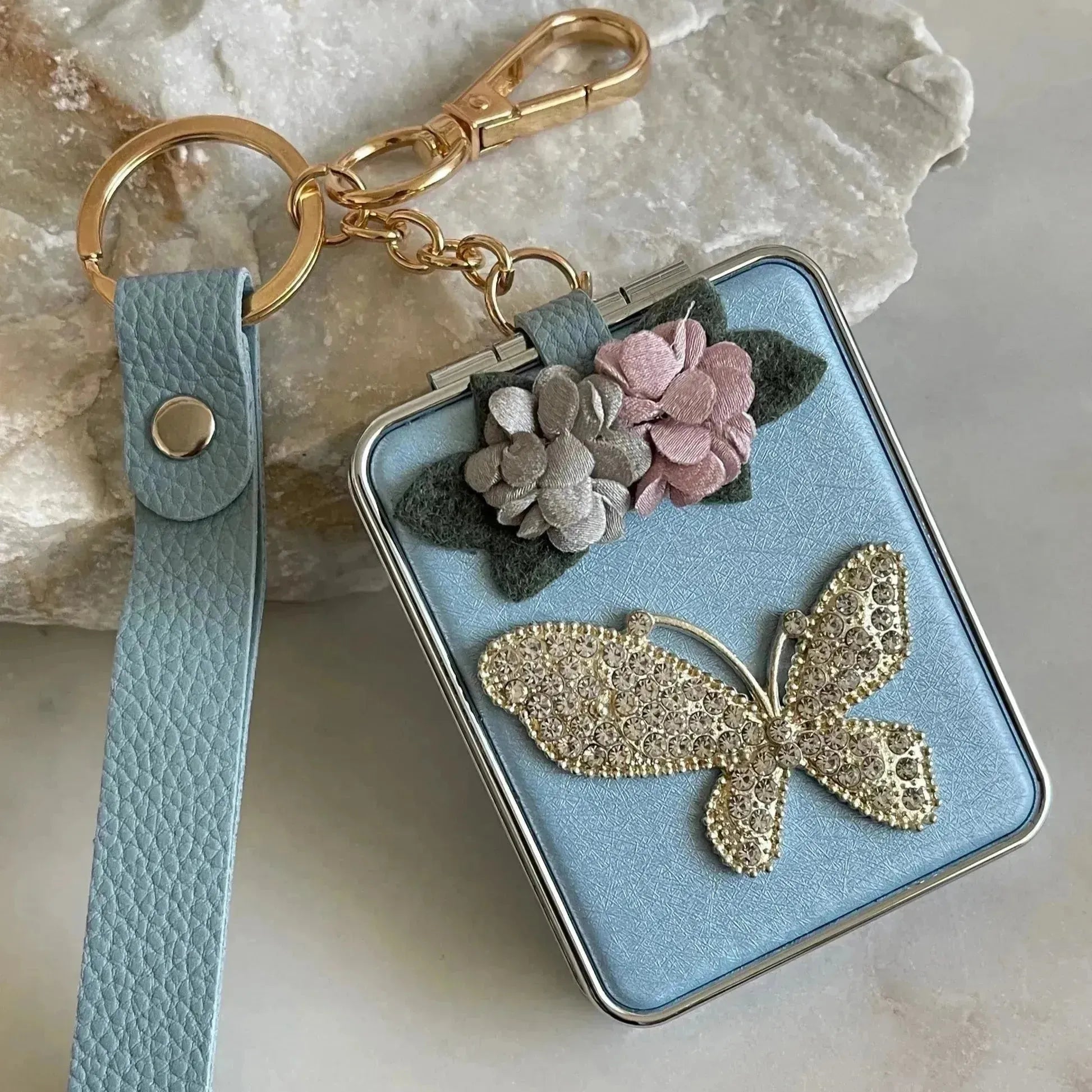 Crystal Butterfly Mirror Keychain - Bear Hugs