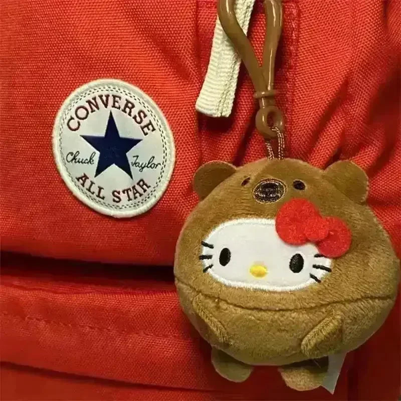 Cuddly Hello Kitty Plush Round Keychain - Bear Hugs