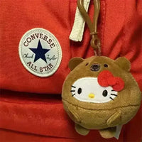 Cuddly Hello Kitty Plush Round Keychain - Bear Hugs