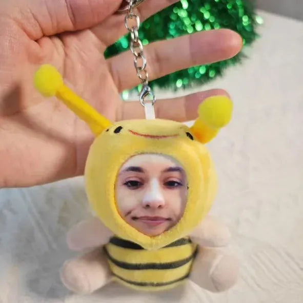 Custom 3D Plush Face Doll Keychain with Voice Recording - Bear Hugs