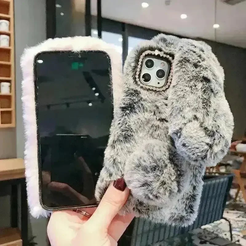 Cute 3D Fur Bunny Style Phone Case (For iPhones) - Bear Hugs