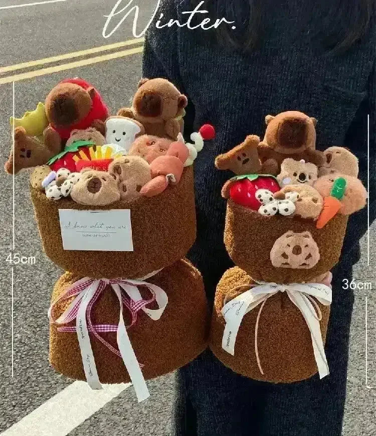Cute Capybara Plush Bouquet - Bear Hugs