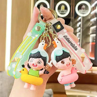 Cute Girl Swimming Ring 3D Keychain - Bear Hugs