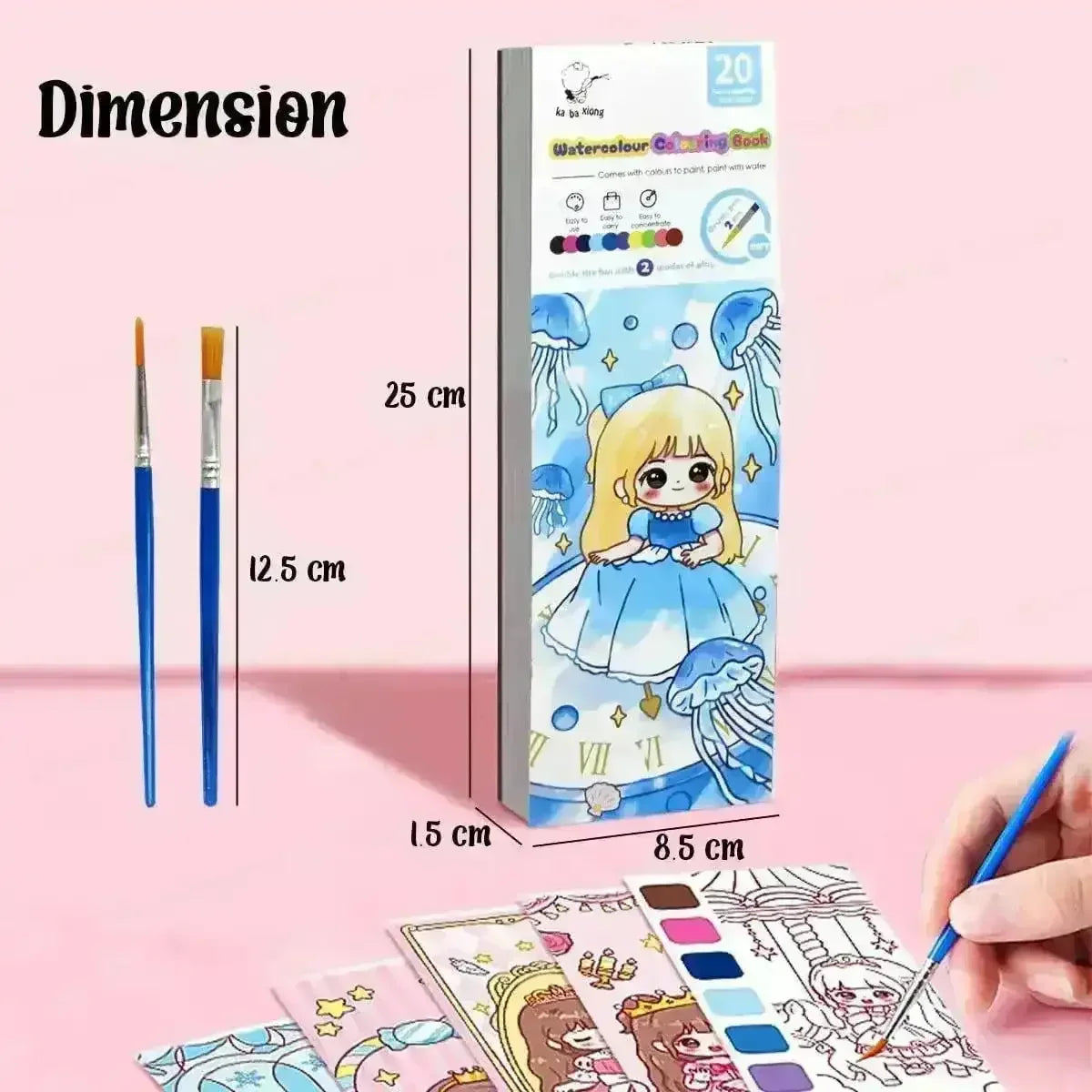 Cute Princess Watercolor Coloring Book - Bear Hugs