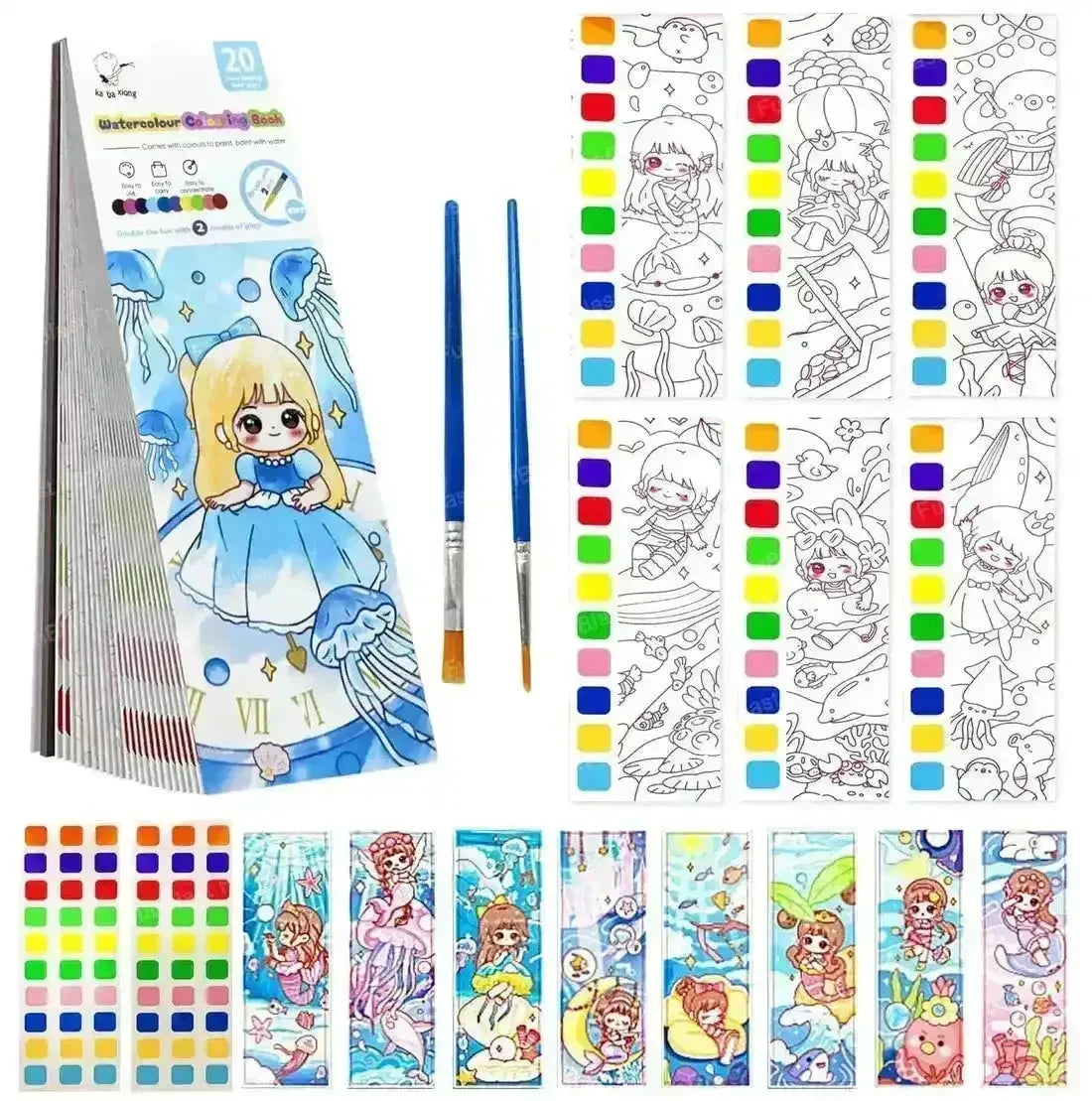 Cute Princess Watercolor Coloring Book - Bear Hugs