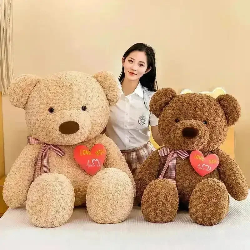 Cute Teddy Bear Embroidered Heart Plush Toy (60 cm) - Bear Hugs