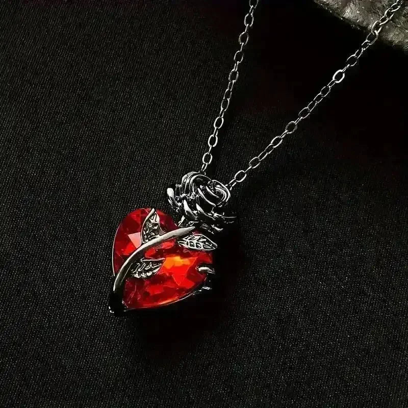 Dark Rose Heart Pendant - Bear Hugs
