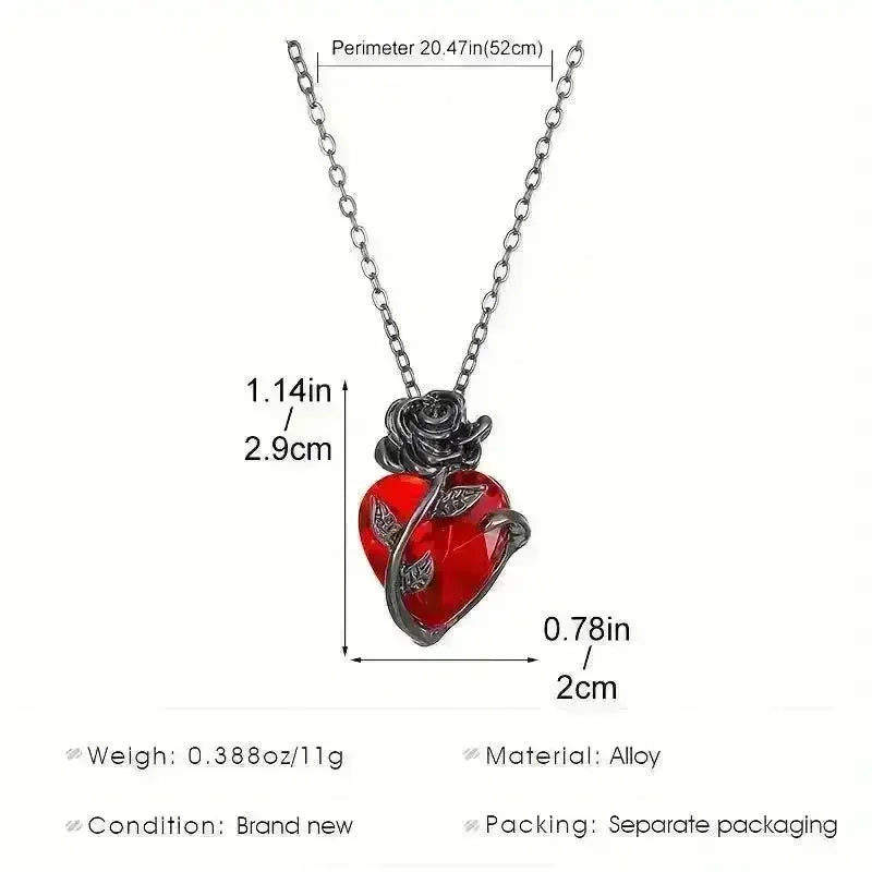 Dark Rose Heart Pendant - Bear Hugs