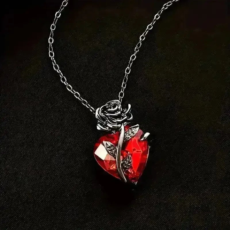 Dark Rose Heart Pendant - Bear Hugs