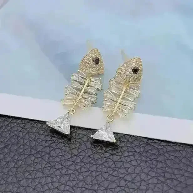 Delicate Fish Bone Dangle Earrings - Bear Hugs