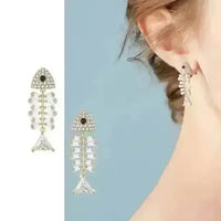 Delicate Fish Bone Dangle Earrings - Bear Hugs