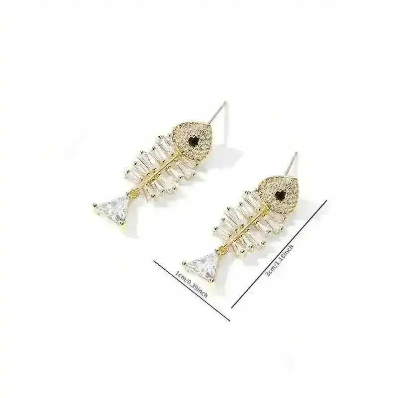 Delicate Fish Bone Dangle Earrings - Bear Hugs