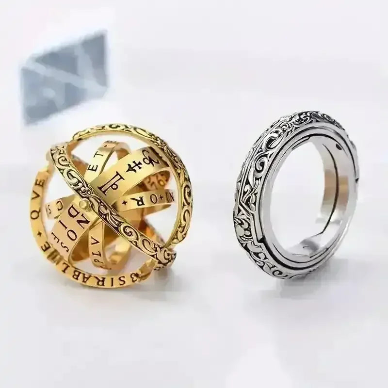 Delicate Rotating Astronomical Sphere Ring - Bear Hugs