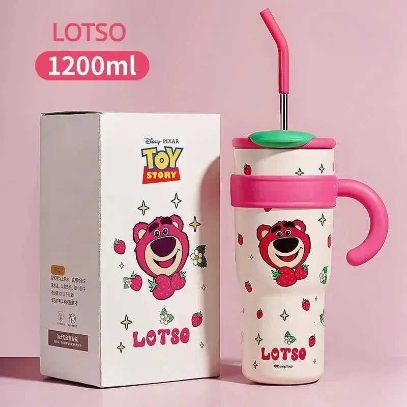 Disney Strawberry Bear Thermos Straw Cup (1000 ml) - Bear Hugs