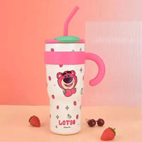 Disney Strawberry Bear Thermos Straw Cup (1000 ml) - Bear Hugs