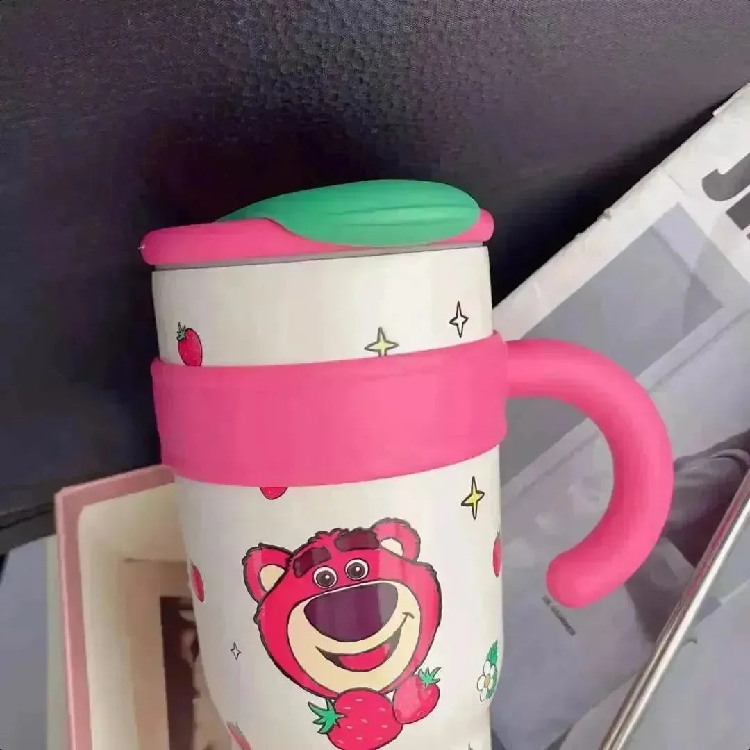 Disney Strawberry Bear Thermos Straw Cup (1000 ml) - Bear Hugs