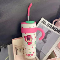 Disney Strawberry Bear Thermos Straw Cup (1000 ml) - Bear Hugs