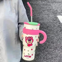 Disney Strawberry Bear Thermos Straw Cup (1000 ml) - Bear Hugs