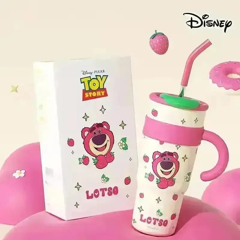 Disney Strawberry Bear Thermos Straw Cup (1000 ml) - Bear Hugs