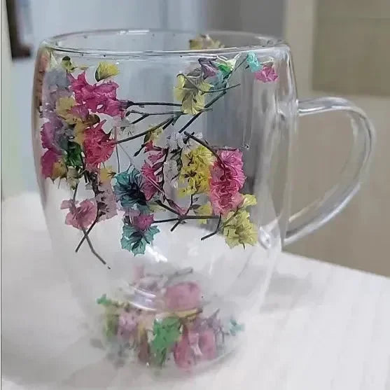 Double Insulated Flower Glass Mugs (400 ml) - Bear Hugs