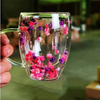 Double Insulated Flower Glass Mugs (400 ml) - Bear Hugs