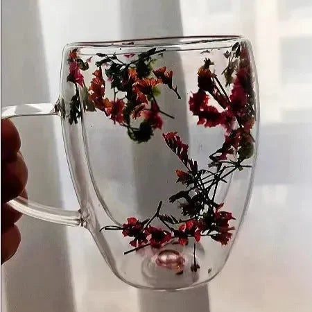 Double Insulated Flower Glass Mugs (400 ml) - Bear Hugs