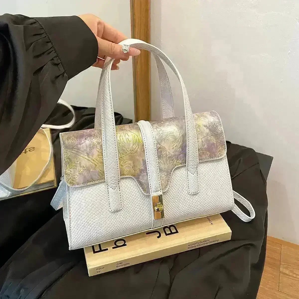Dual Design Leatherette Handbag - Bear Hugs